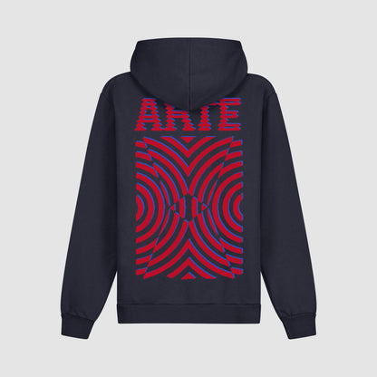 Sweat à capuche avec impression murale dans le dos - Navy