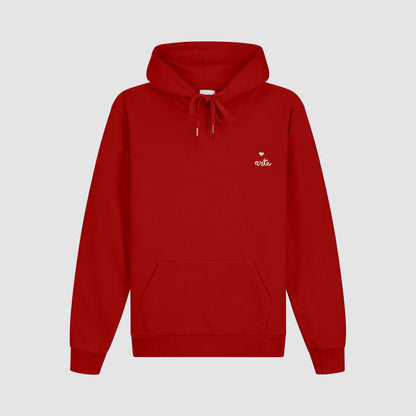 Sweat à capuche avec logo en forme de cœur - rouge