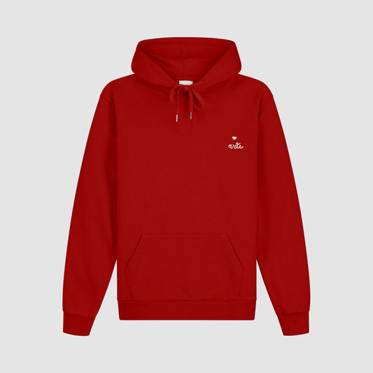 Sweat à capuche avec logo en forme de cœur - rouge
