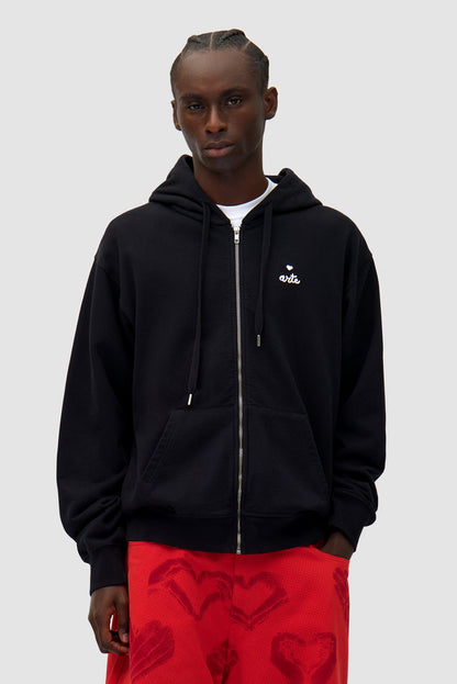 Sweat à capuche zippé Heart - Noir
