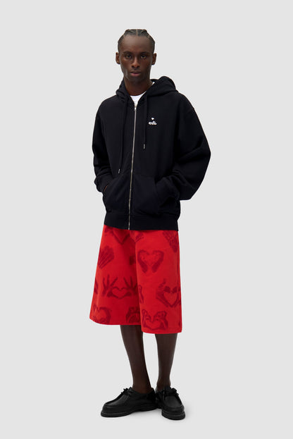 Sweat à capuche zippé Heart - Noir