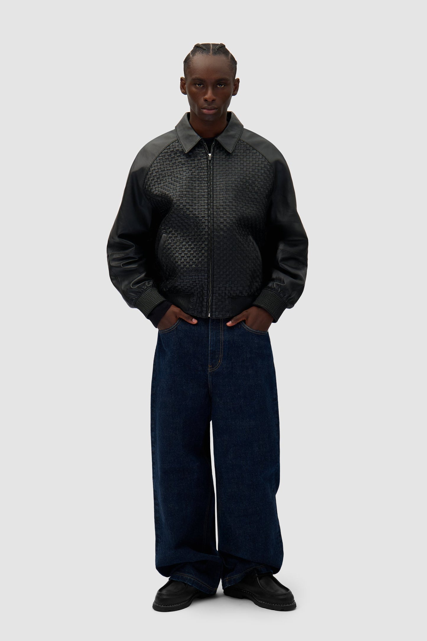 Veste en cuir Square - Noir