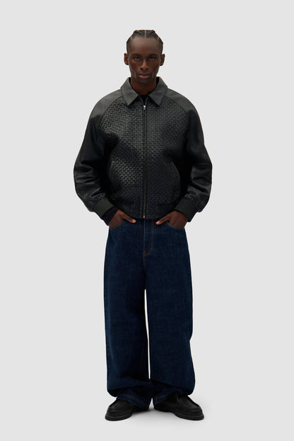 Veste en cuir Square - Noir
