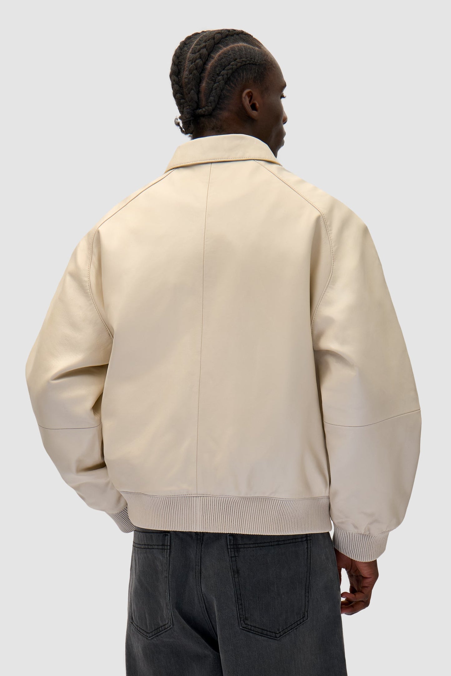Veste en cuir carrée - Crème