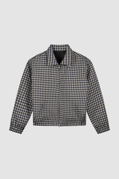 Veste en cuir réversible à carreaux - Noir/Plaid