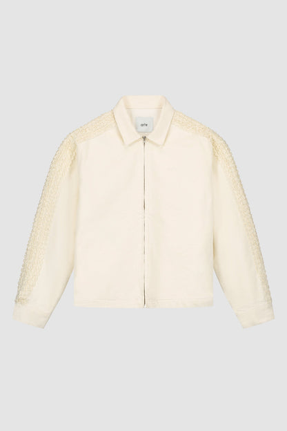 Veste à bandes fleuries - Crème