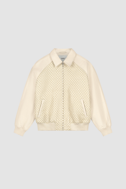 Veste en cuir carrée - Crème