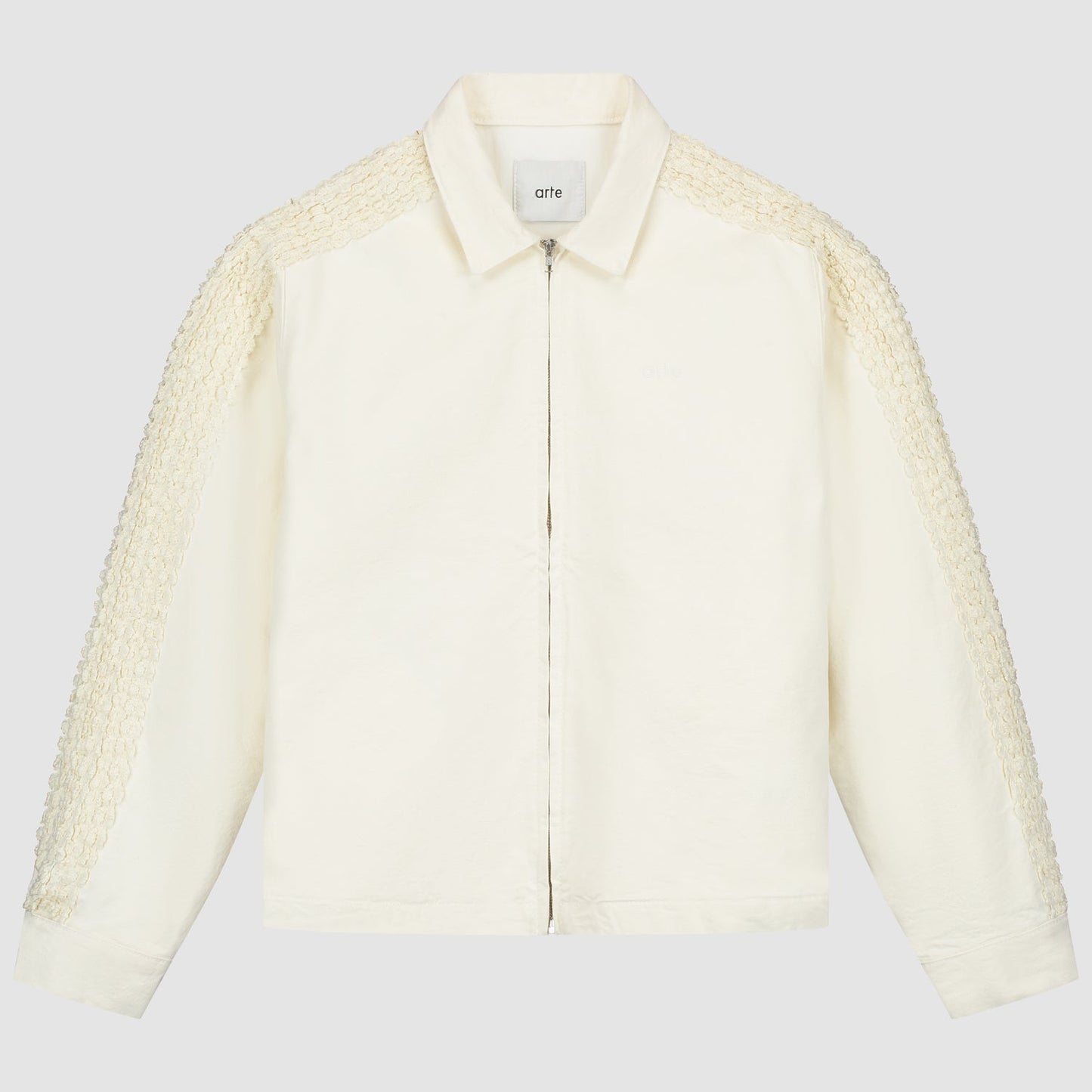 Veste à bandes fleuries - Crème