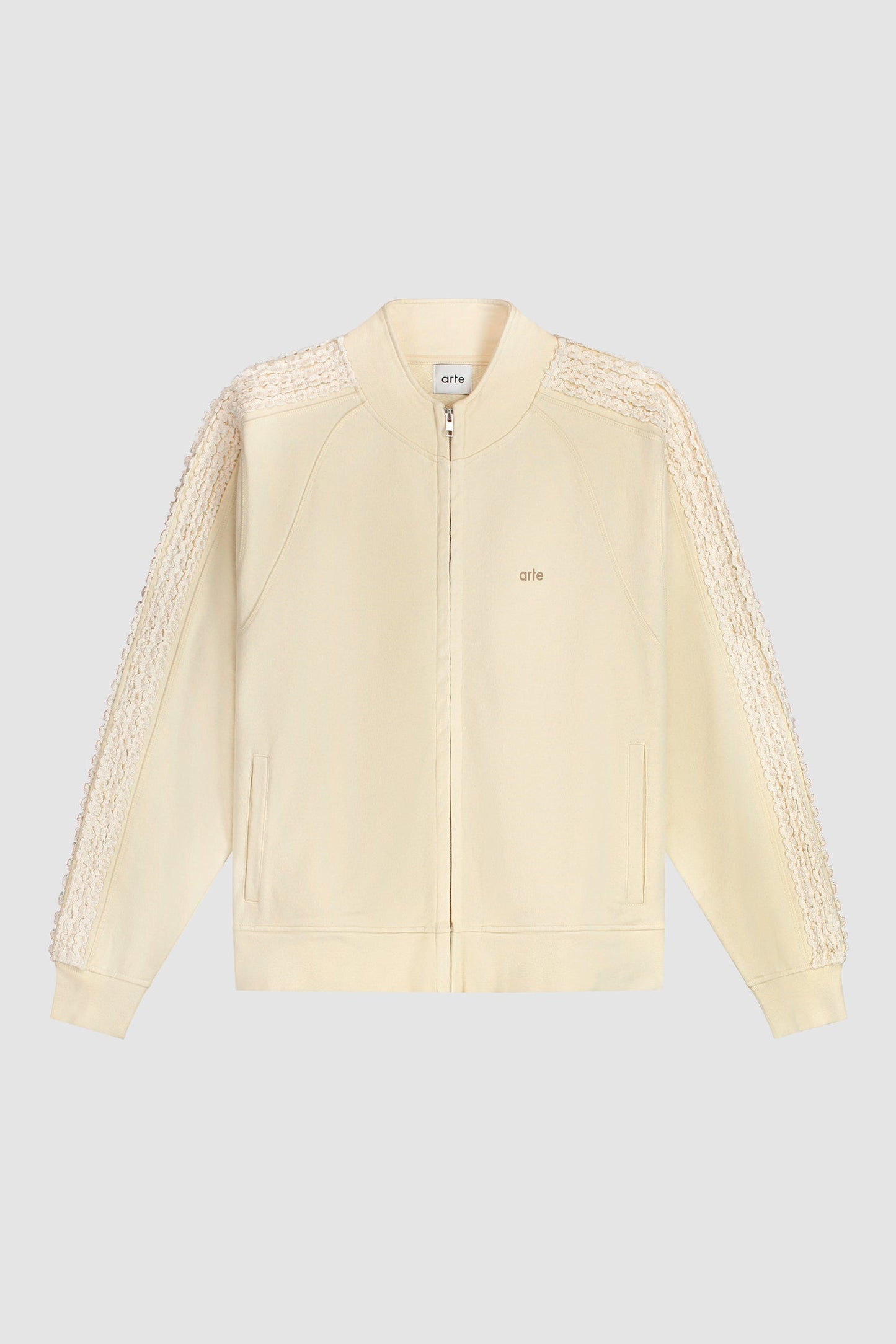 Veste à bandes fleuries - Crème