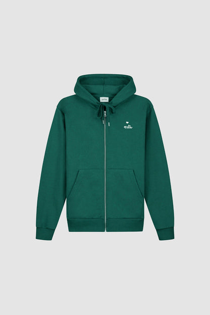 Sweat à capuche zippé Heart - Vert